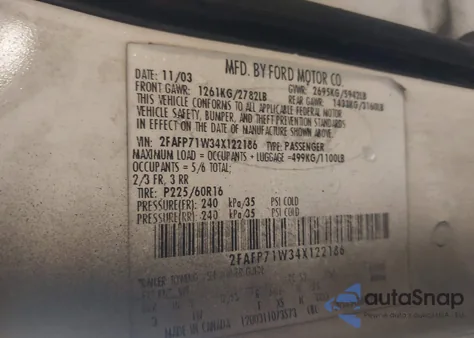 2004 Ford Crown Victoria Police from USA, damaged, VIN 2FAFP71W34X122186